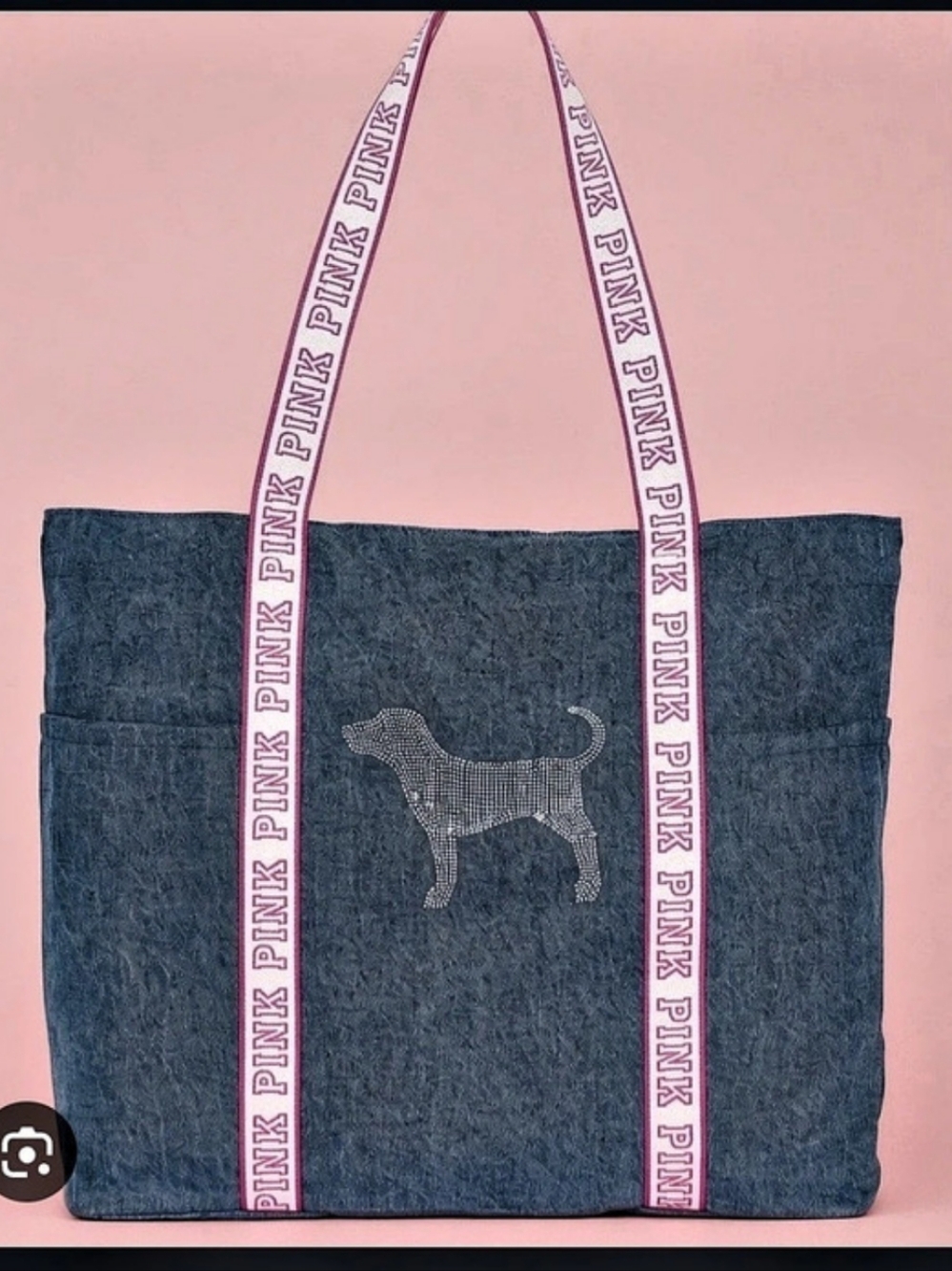 PINK Denim Tote Bag Blue & Like New